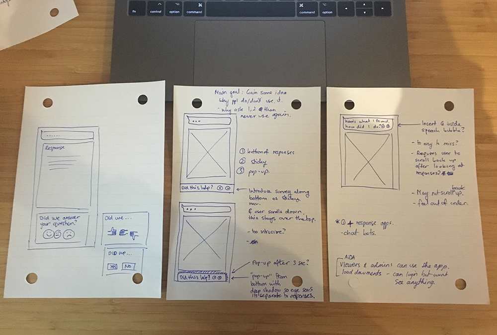 Ansarada AiDA simple feedback survey design sketches