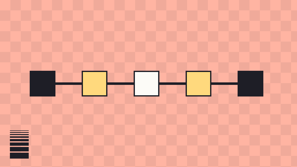 Coral and navy brand illustration: a connected pipeline of tiles in sequence, representing a repeatable Claude workflow