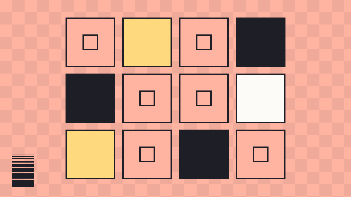 Coral and navy brand illustration: a grid of tiles with several opened to bright colour, representing Claude capabilities being revealed
